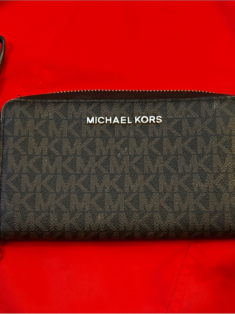 Michael Kors Brown/Black Signature Zip Wallet